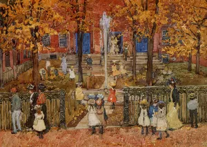 West Church, Boston also known as Red School House, Boston or West Church at Cambridge and Lynde Streets Oil painting by Maurice Brazil Prendergast