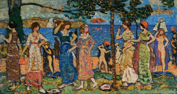 Women at Seashore by Maurice Brazil Prendergast - Hand-Painted Oil Painting Reproduction
