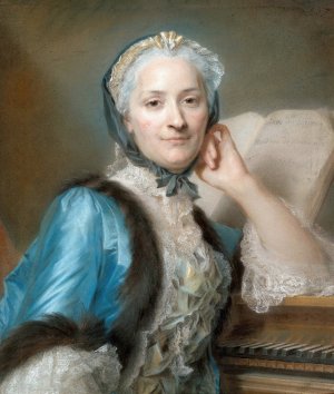 Portrait of Madame Anne-Jeanne Cassanea de Mondonville, nee Boucon by Maurice-Quentin De La Tour Oil Painting