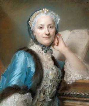 Portrait of Madame Anne-Jeanne Cassanea de Mondonville, nee Boucon by Maurice-Quentin De La Tour Oil Painting