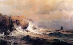 Ship off a Stormy Coast by Mauritz F. H. De Haas - Oil Painting Reproduction