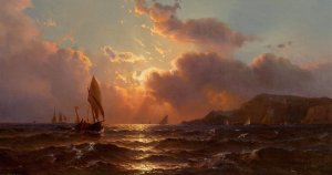 Early Morning Off the Coast by Mauritz Frederick Hendrick De Haas Oil Painting