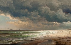 Long Island Beach by Mauritz Frederick Hendrick De Haas Oil Painting