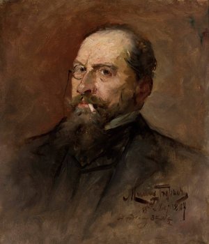 Portrait of Lucjan Wrotnowski, painter by Maurycy Trebacz Oil Painting