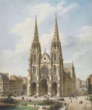 eglise Sainte-Clotilde a Paris by Max Berthelin Oil Painting