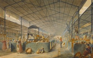 Vue de l'interieur des Halles. by Max Berthelin Oil Painting