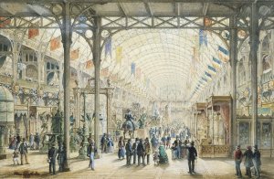 Vue d'une allee transversale du palais de l'industrie. by Max Berthelin Oil Painting