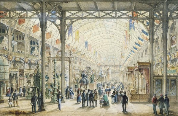 Vue d'une allee transversale du palais de l'industrie.  by Max Berthelin - Hand-Painted Oil Painting Reproduction