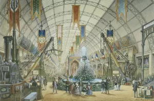 Vue interieure de la galerie des machines, Exposition universelle, actuel 8eme arrondissement, Paris. by Max Berthelin Oil Painting