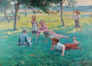 Children Laying in the Grass by Max Bohm Oil Painting