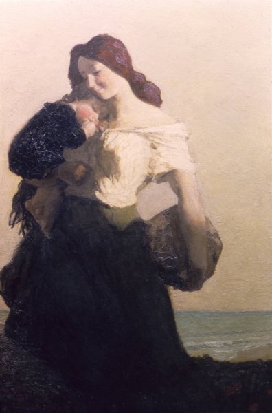 The Happy Mother  by Max Bohm - Hand-Painted Oil Painting Reproduction