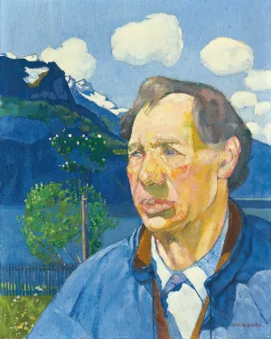 Farmer In Front Of Lakescape by Max Buri Oil Painting