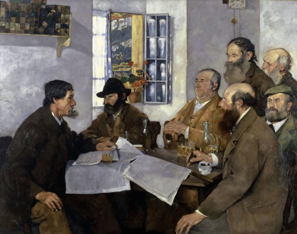 The Village Politicians  by Max Buri - Hand-Painted Oil Painting Reproduction
