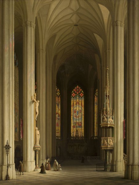 Gothic church interior  by Max Emanuel Ainmiller - Hand-Painted Oil Painting Reproduction