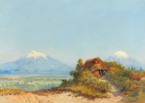 Sicilian Landscape, Etna in the Background Oil painting by Max Friedrich Rabes