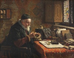 Der Munzsammler by Max Gaisser Oil Painting