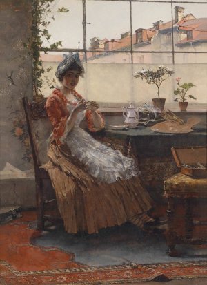 Der Nachmittagstee by Max Hammerl Oil Painting