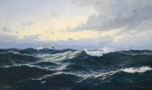 Marinestuck mit Dampfer Oil painting by Max Jensen