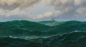 Ship on Rough Seas by Max Jensen Oil Painting
