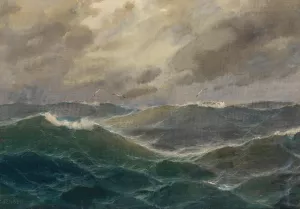 Sturmische See by Max Jensen Oil Painting