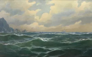Unruhige See in Kustennahe by Max Jensen Oil Painting