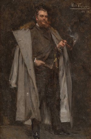 Portrait of a gentleman in fur-trimmed coat by Max Johann Bernhard Koner Oil Painting