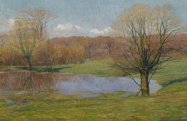 Main Product Photo of Aulandschaft im Vorfruhling  Painting by Max Kahrer
