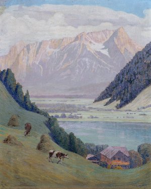 Bergsee by Max Kahrer Oil Painting