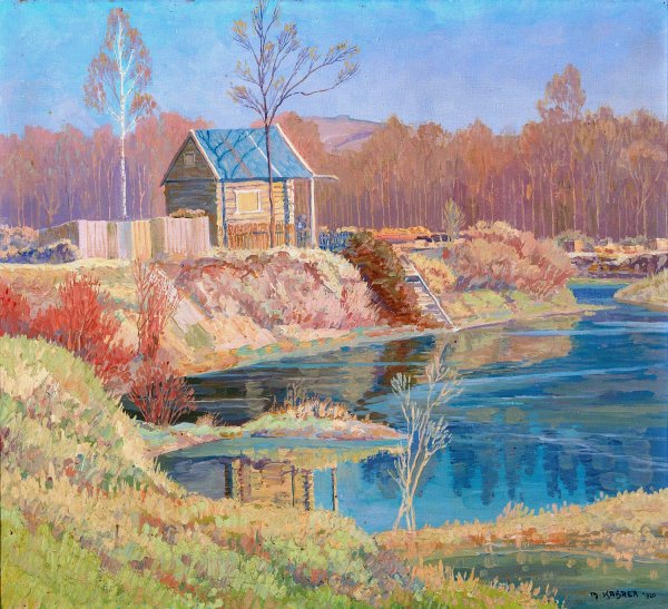 Main Product Photo of By A Lake Painting by Max Kahrer