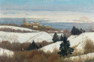 View of Klosterneuburg in winter by Max Kahrer Oil Painting