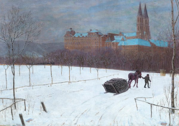 Main Product Photo of Winter landscape at Klosterneuburg  Painting by Max Kahrer
