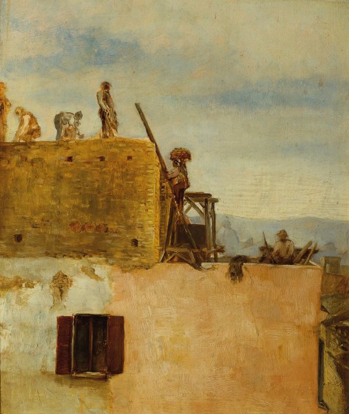 Main Product Photo of Arbeiter an einem Hausbau  Painting by Max Klinger