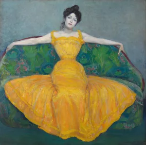 Dame in Gelb by Max Kurzweil Oil Painting