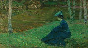 Martha Kurzweil am Ufer in Pont-Aven by Max Kurzweil Oil Painting