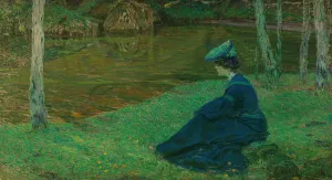 Martha Kurzweil am Ufer in Pont-Aven by Max Kurzweil Oil Painting