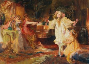 Girls dancing by Max Lewis Oil Painting