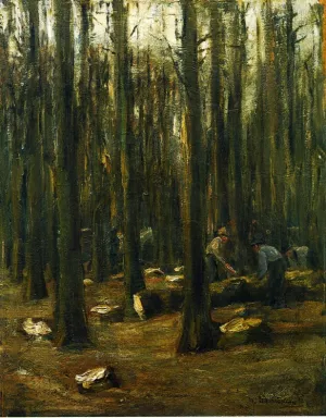 Holzhacker Im Inneren Eines Waldes by Max Liebermann Oil Painting