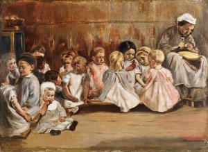 Kleinkinderschule by Max Liebermann Oil Painting