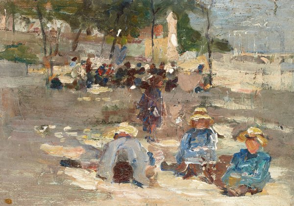 Picnic in the Park by Max Liebermann - Hand-Painted Oil Painting Reproduction