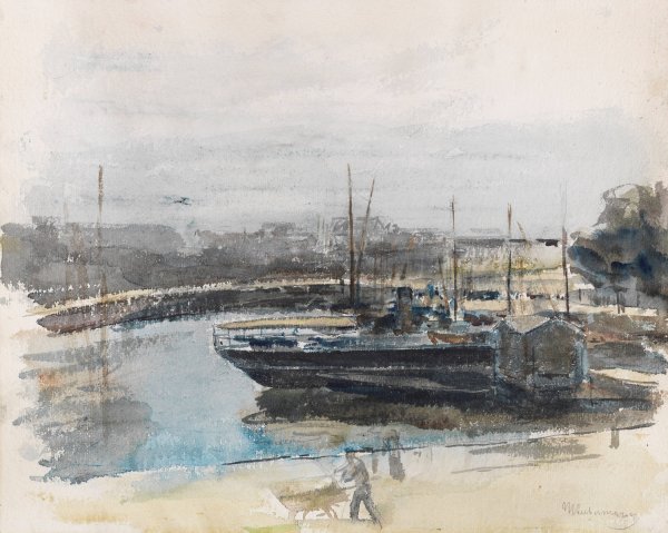 Quai in Hamburg  by Max Liebermann - Hand-Painted Oil Painting Reproduction
