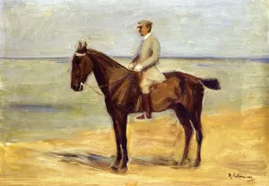 Rider on the Beach Facing Left by Max Liebermann Oil Painting