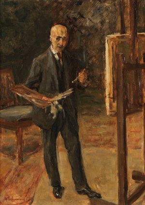 Selbstbildnis im Anzug vor der Staffelei, Ganzfigur by Max Liebermann Oil Painting