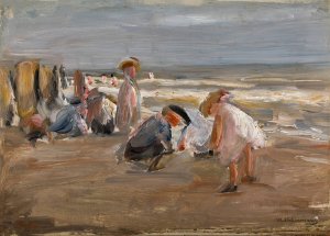 Spielende Kinder am Strand by Max Liebermann Oil Painting
