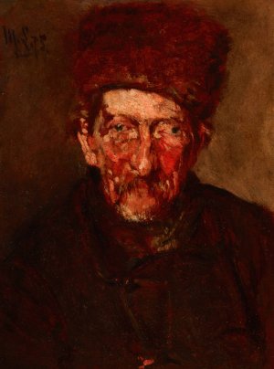 Study; Bust of a Man Oil painting by Max Liebermann