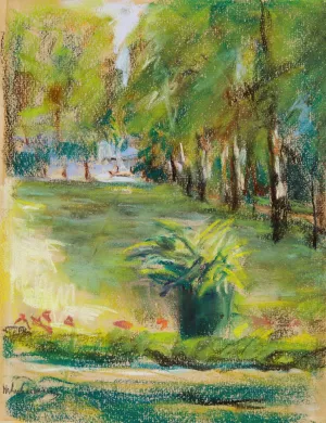 The Artist's Garden Seen to the East from the Terrace with a View of the Birch Avenue and the Wannsee by Max Liebermann Oil Painting