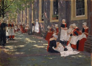 The Courtyard of the Orphanage in Amsterdam by Max Liebermann Oil Painting