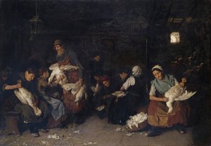 Women Plucking Geese by Max Liebermann Oil Painting