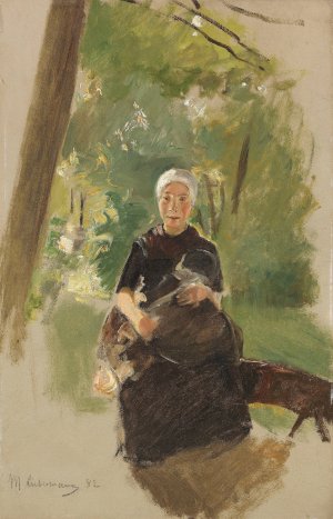 Young mother under trees by Max Liebermann Oil Painting