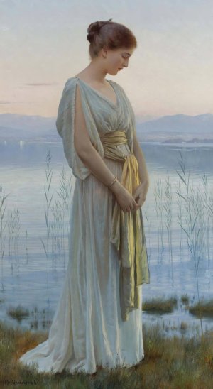 Evening By The Lake by Max Nonnenbruch Oil Painting