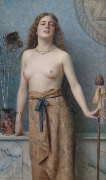 Main Product Photo of Young bacchante with thrysos staff  Painting by Max Nonnenbruch